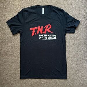 Kitty bungalow TNR to keep kittens off the streets graphic Black T-Shirt new